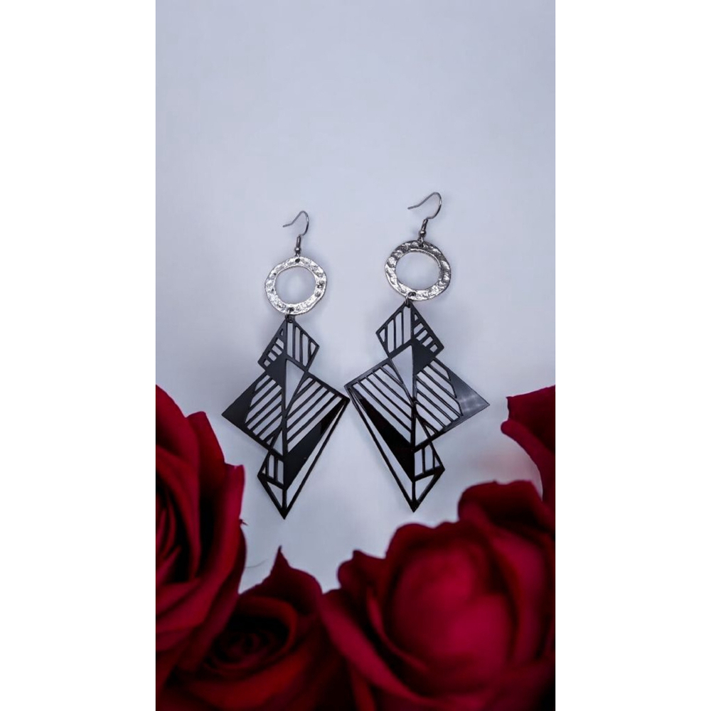 Lightning Bolt Long Acrylic Earrings with Stainless Steel Ear Hooks